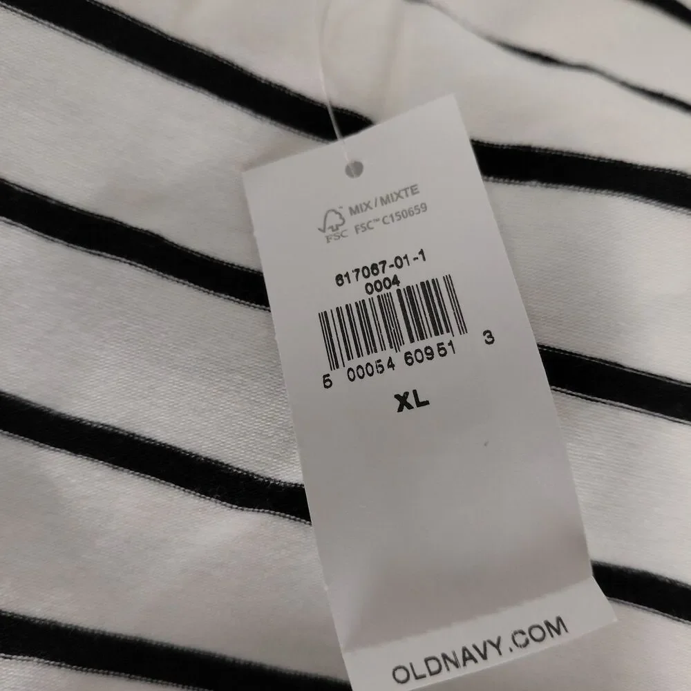 NWT Old Navy LS Knee Length Crew Neck T-Shirt Dress White w/ Black Stripe Sz XL - Picture 8 of 8